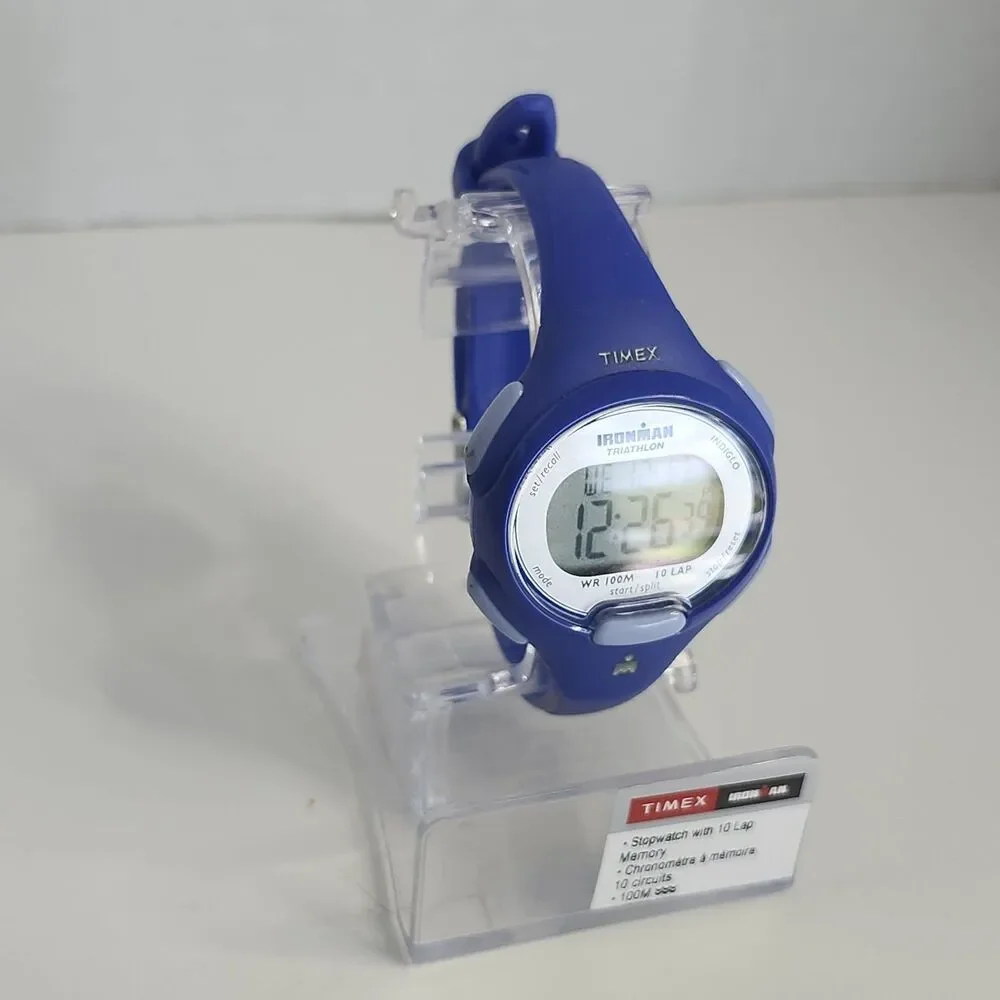 Timex T5K784, Women's 10-Lap Ironman Blue Resin Watch, Indiglo, Alarm, Chrono